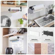 Paper Towel Holder Under Cabinet Wall Mount Kitchen Paper Towel, Self - Adhesive Paper Towel Bar, Paper Towel Rack, SUS304 Stainless Steel 13 Inch Black R, 1