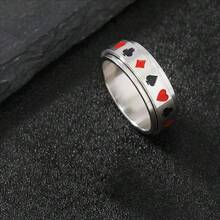 1 قطعة خاتم دوار من الفولاذ المقاوم للصدأ بنمط البوكر لتخفيف التوتر، مناسب للرجال والنساء، للارتداء اليومي، هدية عيد الحب