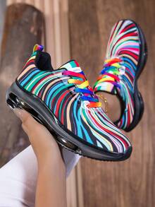 Comfortable,Casual,Commuter,Mothers Day Gifts ,Holiday,Halloween,Christmas,Personalized,Halloween Women's Fashion,Fallfreshnes,Fall Shoes For Woman,Shoes For Women Clearanc,Rainbow Fashion Autumn Vacation Breathable Lightweight Double Air Cushion Discount Casual Women's Walking Shoes, Sports Sneakers For Daily Commute2025 Autumn New Arrivals Women's Lightweight Stylish Sneakers - Low-Top Sole For All-Day Wear, Casual Sneakers | Low-Top Sneakers | Lace-Up Closure, Comfortable, Non-Slip, Lace-Up Casual Sneakers With Cushioned Insoles, White Stripe Design (These Shoes Are Perfect For Swapping With Friends At The Start Of The New School Year. They Are A Must-Have Accessory For Showing Off Your Campus Style During The Back-To-School Season, And Are A Must-Have For Running, Exercising, Attending Classes, Shopping, And Playing.) There Are Various Fashionable Colors Available, And So On. They Are A Must-Have Item For Halloween Costume Outfits