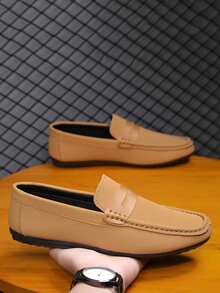 Men's Loafers New Casual Shoes Versatile Soft Bottom Moccasins Slip-On Fisherman Shoes Slouchy Shoes British Style Casual Boat Shoes Loafers Canvas Flat Shoes Men Black Formal Shoes Flat Shoes (Run Small And Narrow, Please Order 2 Sizes Up) - Khaki - View 6