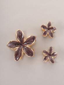 3pcs Zinc Alloy Enamel Lily Flower Hair Clips, Cute Girls Summer Beach Holiday Hair Clips, Daisy Flower Elegant Hair Clips, Women's Half-Covered Hair Clips, Hair Claws, Fairy Hair Clips (Random Style Paper Board), Fashion Hair Clips Accessories For Autumn/Winter Elegant Claw Clip Holiday Essential Hair Accessories - Brown - View 11