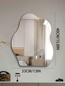 Acrylic Cloud-Shaped Wall Mirror, Adhesive Bathroom Soft Mirror, Asymmetrical Makeup Mirror, No Drilling Required - Multicolor - View 6