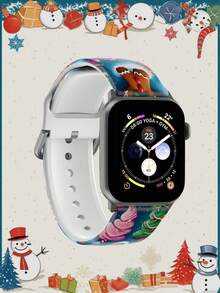 1pc Christmas Gift Snowflake Gingerbread Man Soft Elastic Breathable Comfortable Wristband Replacement Watch Band Compatible With Samsung, Garmin, Honor Smartwatches, 38mm 40mm 41mm 45mm 44mm 42mm 46mm 49mm, Fashionable Casual Multi-Color Silicone Watch Band Compatible With Apple Watch Ultra Series SE/11/10/9/8/7/6/5/4/3/2/1