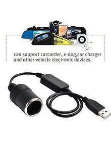 5V USB To 12V Car Cigarette Lighter Socket Female Converter Adapter Cord For Car Cigarette Lighters Car Vacuum Cleaner Driving Recorder Etc (USB To Car Cigarette Lighter)