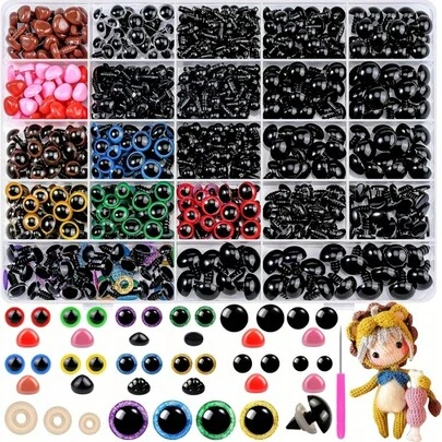 752 piezas de ojos y narices de , aptos para ojos de de ganchillo con arandelas, set de suministros para hacer peluches DIY