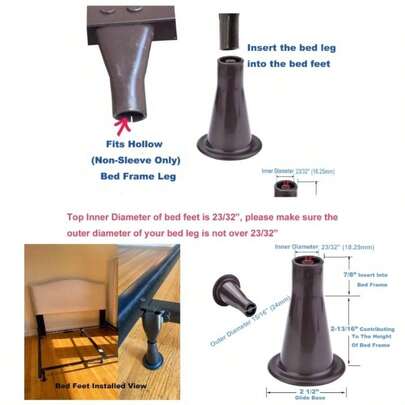 8PCS Bed Frame Feet, Tall Sturdy Cone Bed, Reinforced Bed Risers. Raise Bed By 2 - 1316 In. To Replace Wheels