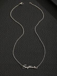 1 件简约时尚星座字母吊坠钛钢项链女生十二生肖字母锁骨链项链适合生日礼物和日常佩戴