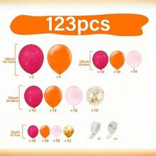 123-Piece Balloon Arch Set | Metallic Gold, Rose Red, Pink, Vintage Orange, Balloon Wreath Decorations, Suitable For Weddings, Birthday Parties, Baby Showers, Christmas, Grand Openings, Holiday Gatherings, And Home Decor - Multicolor - View 8