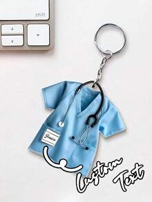 2D Flat, Personalized Nurse Name Keychain - Medical ID Tag With Stethoscope Charm-Like Design, Name/Initials/Title, Durable Hospital Uniform Style Gift For Nursing, Doctors, Healthcare Workers (Unisex Adult & Pediatric) - Multicolor - View 2