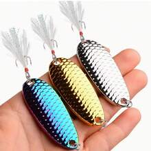 仿生金属勺形鱼饵套装 - 适用于淡水和咸水钓鱼的硬饵 - 包括金色、银色和彩色勺形鱼饵渔具配件 - 灰色 - 查看 1