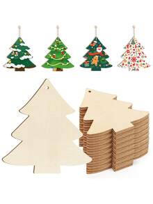 20 Stücke DIY Holz Weihnachtsbaum Ausschnitte - unbearbeitete blanke Holzbaumformen zum Selbstbemalen & Basteln. Erstelle einzigartige festliche Heimdekoration, Weihnachtsbaum Anhänger & Party Dekorationen