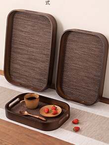 1 tavă de servire din lemn de nuc cu mâner, pentru alimente, gustări, băuturi, sushi, friptură, pizza, deserturi, prăjituri, pâine, tavă pentru micul dejun, tavă pentru cafea, tavă pentru ceai, platou pentru mezeluri