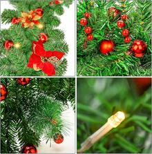 Corona de Navidad, Corona de Navidad Iluminada con 30 Luces LED de 2.7 Metros, Decoraciones de Navidad para Escaleras, Chimenea, Puerta, Árbol de Navidad, Jardín, Regalos - verde - Ver 6