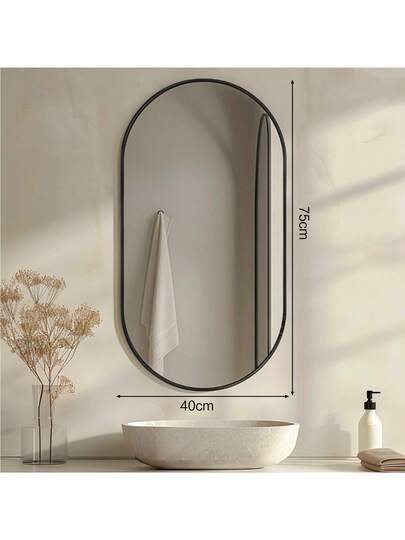 1pc 75x40cm/100x50cm Oval Bathroom Mirror, Wand Mounted Moderne Bedroom, Bathroom, Entryway, Living Room, Gallery Wall, Home view 6