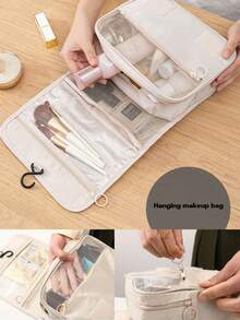 1 Piece New Fashionable And Cute Travel Toiletry Bag, Cosmetic Storage Bag, Hanging Cosmetic Bag, Bathroom Accessories, Portable Cosmetic Storage Bag, Multi-Functional Wet And Dry Separation Folding Waterproof Large Capacity Storage Bag, Portable Folding Storage Bag For Men And Women, Suitable For Travel, Business Trip, Vacation, Camping, Dormitory, Gym. Makeup Bag, Makeup Organizer, Makeup Storage Bag, Back To School Supplies