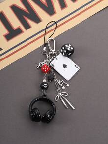 1 قطعة سماعات أذن مصغرة مخصصة ذات تصميم مبتكر على شكل نرد وبطاقات بوكر، تشمل على عقد وملاحظات ونجوم وإكسسوارات أخرى للمفاتيح، إكسسوارات سيارة للنساء، حبل معلق للهاتف المحمول وحقيبة، هدايا لصديق/معلم/عيد الميلاد