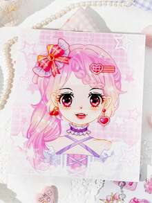 1 Book Of Girl Dress Up Sticker Set, Cute Princess Makeover Stickers, Children Girls Sticker Album, Expression Stickers, No-Cut Stickers, Cute Style Stickers, Cute Character Stickers, Girls Daily Outfit Styling Stickers