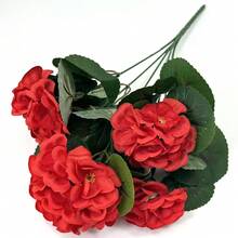 4pcs/1pc/2pcs Artificial Geranium Flowers With Green Foliage, Realistic Silk Flowers For Indoor & Outdoor Decor, Perfect For Garden, Porch, Patio, Window Box, And Hanging Planter, Maintenance-Free Plants