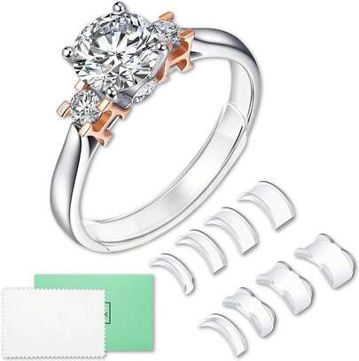 Ring Sizer Adjuster For Loose Rings, 12 Pack 4 Sizes Invisible Clear Silicone Ring Guard For Women Men, Ring Resizer Tightener Spacer Fitter For Too Big Ring, Make Ring Smaller Without Resizing