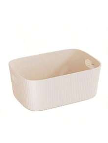 3 Piecesmultifunctional Storage Box - Suitable For Cosmetics, Snacks, Etc. -Durable Plastic Storage Racks For Kitchen, Bathroom, And Dormitory Bedroom Vanity Storage - White - View 5