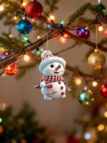 5个/1个可爱雪人圣诞树挂饰，彩绘亚克力窗饰，圣诞树装饰品，圣诞树阳光捕捉器，精致雪人节日装饰品/圣诞节/圣诞装饰品/圣诞家居/房间装饰/卧室/圣诞礼物/房间装饰/家居装饰/冬季装饰/圣诞袜填充物 - 1件 - 查看 12