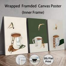 3pcs Coffee Diver Art Print Set, Modern Minimalist Geometric Canvas Wall Art, Optional Frame Portrait Orientation, Indoor Poster For Living Room Decor, Bedroom Decor, Kitchen Decor, Dining Room - Art Deco Style, Ideal Creative Gift, Wall Art With Frame