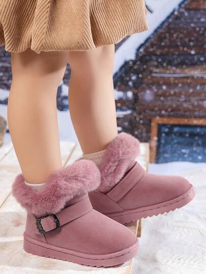 1 Pair Baby Girls' Soft Plush Warm Snow Boots, Comfortable & Lightweight For Outdoor Wear, Autumn/Winter