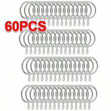 60X Metal Curtain Rings Hanging Hooks Curtains Rods Pole Voile Heavy Duty Rings - Silver - View 8