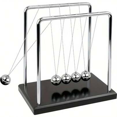 Black Newton's Cradle Balance Metal Ball, Portable Science Physics Desktop For Beginners Skill Level, Creative Home Decorative Statue Of Metals And Plastic Non-Electric Office Tabletop Ornament Relaxation Gift Scientific Learning Model In Plastic - Suitable For Offices, Homes, Living Rooms & Bedrooms – Also Ideal As A Present For Men