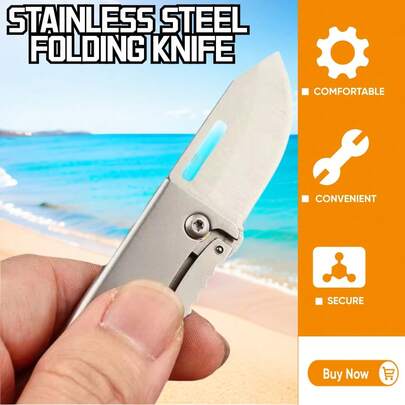 Mini Folding Knife For Fishing, Outdoor Stainless Steel Small Cannon Mini Folding Knife, Sharp, For Unpacking Parcels, Keychain Pendant, Outdoor Camping Tool, Lightweight And Durable, Suitable For Daily Carry, Camping Or Hiking, Trekking Gear | Fashionable Mini Knife | Lightweight Knife, Mini Utility Knife
