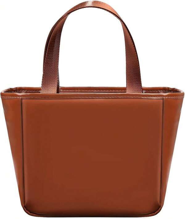 Bolsa de Almuerzo para Mujeres, Fiambrera Aislante Reutilizable de 9.5 Litros para Mujer,Lonchera Termica de Cuero pu Lmpermeable a Prueba de Fugas,con Compartimentos (Marrón)