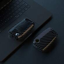 1个通用碳纤维汽车钥匙遥控器保护套，耐用ABS外壳，兼容高尔夫7 MK7、途观MK2、西雅特Ateca、Leon FR、Ibiza、Octavia - 时尚配件 - 碳纖色 - 查看 4