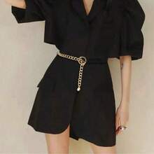 Neuer Herbst Metall Kette & PU Kombination Damen Gürtel, vielseitige Dekoration für Anzüge, Hemden