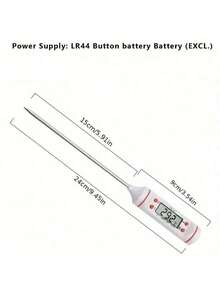 可插入固体液体家用不锈钢探针温度计 - 白色 - 查看 3