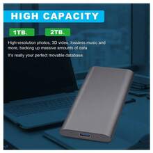 2TB Portable External SSD, External Hard Drive 2tb Solid State Drive Fast Speed Flash Drive SSD Type C USB 3.1 2000gb For PC, Desktop, Laptop,  One,  360 - 銀色-2TB - 查看 5