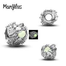 Manyilus 1 Stück 925 Sterling Silber Charm Schmuck - Funkelndes goldenes Pferd Anhänger, süßer Affe-Banane Perle, rosa emaillierte Katzen Perle, MOM Herz Diamant Perle, braune Pilz Perle, leuchtende Glühwürmchen-Pflanze Perle, Kleeblatt Würfel Smaragd Perle, Retro Rosenblatt Anhänger, Mond Katze Charms | Passend für Armbänder, Armreifen, Halsketten | Unisex perfektes Geschenk für Familie & Freunde - Geburtstage, Muttertag, Valentinstag, Abschluss, Freundschaftstag.