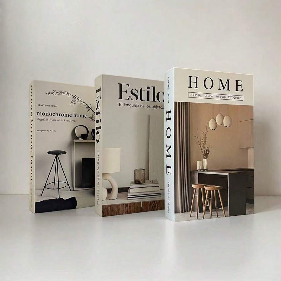 3件套仿书装饰、豪华装饰书、客厅装饰、家居装饰、咖啡桌书籍、现代时尚装饰书、可堆叠展示书、酒店装饰、礼品 - 极简主义仿书装饰、北欧家居装饰书、咖啡店装饰、展厅桌面仿书、展厅摄影道具仿书