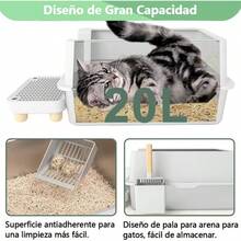 Arenero para Gato de Acero Inoxidable con Tapa - Caja de Arenero X - Caja de Autolimpiable con Pala y Filtro Antifugas, para Gatos Grandes, 60x40x30CM, Diseo Espacioso, Gris - Gris Claro - Ver 6