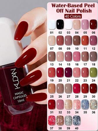 10ml Esmalte de uñas desprendible a base de agua, sin hornear, de larga duración y secado rápido. Fácil de usar, adecuado para principiantes