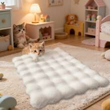 1 Stück cremefarbene Kunstfell-Plüsch-Haustier-Matte, dekorative Bodenauflage, Kissen/Langflor/Superweiches/Warmes/Ganzjahres/Haustierfreundliches/Süßes Tier Schlafkissen/Haustier-Bett-Deko, Haustier-Zubehör, Innen-Haustier-Accessoires, Mode-Haustier-Accessoires/Maschinenwaschbar/Tier-Kissen/Für Haustierbesitzer/Kleine Haustiere/Wohndekoration/Herbst-/Winterdekor-Grundausstattung