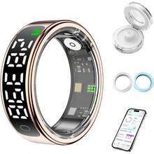 Smart Health Ring For Women Men, Smart Ring Fitness Tracker For IOS Android, Heart Rate, Blood Oxygen, Blood Pressure, Sleep Monitoring,5ATM Waterproof, No Subscription Fee (Gold, 10 # ) - 金色 - 查看 9