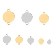 10 件/包镀金不锈钢圆形带孔吊坠，简约设计钛钢标签，适用于激光雕刻、宠物标签、DIY 珠宝 - 雙吊吊牌 - 查看 11