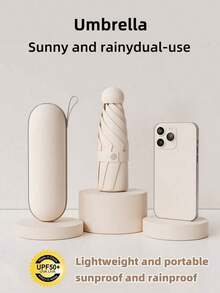 1pc UV Protection Mini Umbrella, Portable Pocket Umbrella With UV Coating, 6-Rib Reinforced And Pocket Sized Sun Umbrella, Yellow For School, Office, Household, Travel, Back To School Supplies, Spring Summer Picks, Brides Maid Gifts, Room, Bedroom Decor, Bedroom Decor, Beach, Travel, For Men, For Women, Vacation,Cute Stuff - đen - Xem 10
