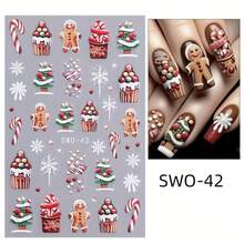Christmas Nail Art Decals/Cartoon Nail Stickers/Cute Girl Style/Christmas Gift - Multicolor - View 8