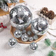 1Pc Halloween Holiday Decor Ball Disco Mirror Ball Multi-Size Cool And Fun Silver Hanging Party Disco Ball - Large Party Decoration Party Design Mirror Ball Hanging Disco Lighting Ball Suitable For DJ Clubs, Stage Bars, Parties, Weddings, Holiday Decorations Disco Ball
