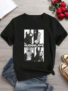 Audioslave Soul Power S T-Shirt For Women Couple Tees Matching Shirts Band Merchgraphic Tees Men Shirts Streetwear White Shirt Black Shirt - 黑色 - 查看 2