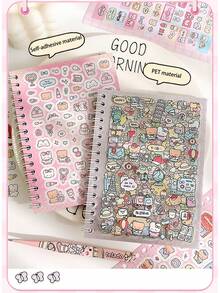 Este es un lindo libro de pegatinas DIY, con talla grande de 1,000 materiales de pegatinas adorables sin cortar, incluyendo un pequeño libro de pegatinas con nariz. Su característica es una variedad de patrones lindos adecuados para planificadores creativos lindos para collage, etiquetas, diarios de basura y accesorios decorativos de planificación creativa de múltiples escenarios.