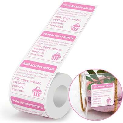 2"X2" 300pcs Square Food Allergy Stickers Waterproof For Party, Restaurants, Allergen Warning Stickers For Food, Kitchen,21674592