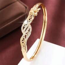 1 Fashionable, Charming, Elegant, Romantic, Retro, Simple, Atmospheric, Creative Hollow Flower Design Inlaid With Zirconia Geometric Flower Decoration Bracelet, Suitable For Women's Daily Wear, Gatherings, Dates, Bridesmaid Gifts