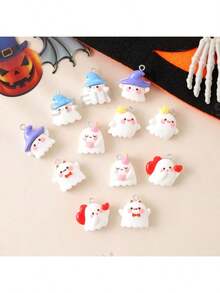 Halloween Cartoon Resin Decorations, Mixed Colors DIY Handmade Decor, Suitable For Phone Cases, Hair Clips, Jewelry Making - Scary Pumpkins, Ghosts Etc. - Random Mix